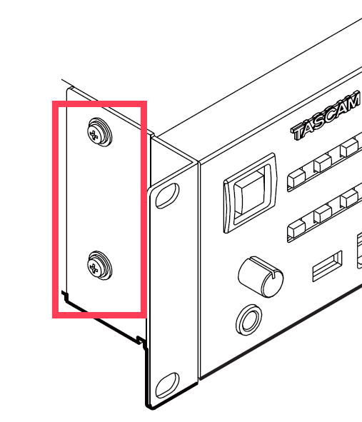 両側に取り付けられているラックマウントアングルは、取り外すことが